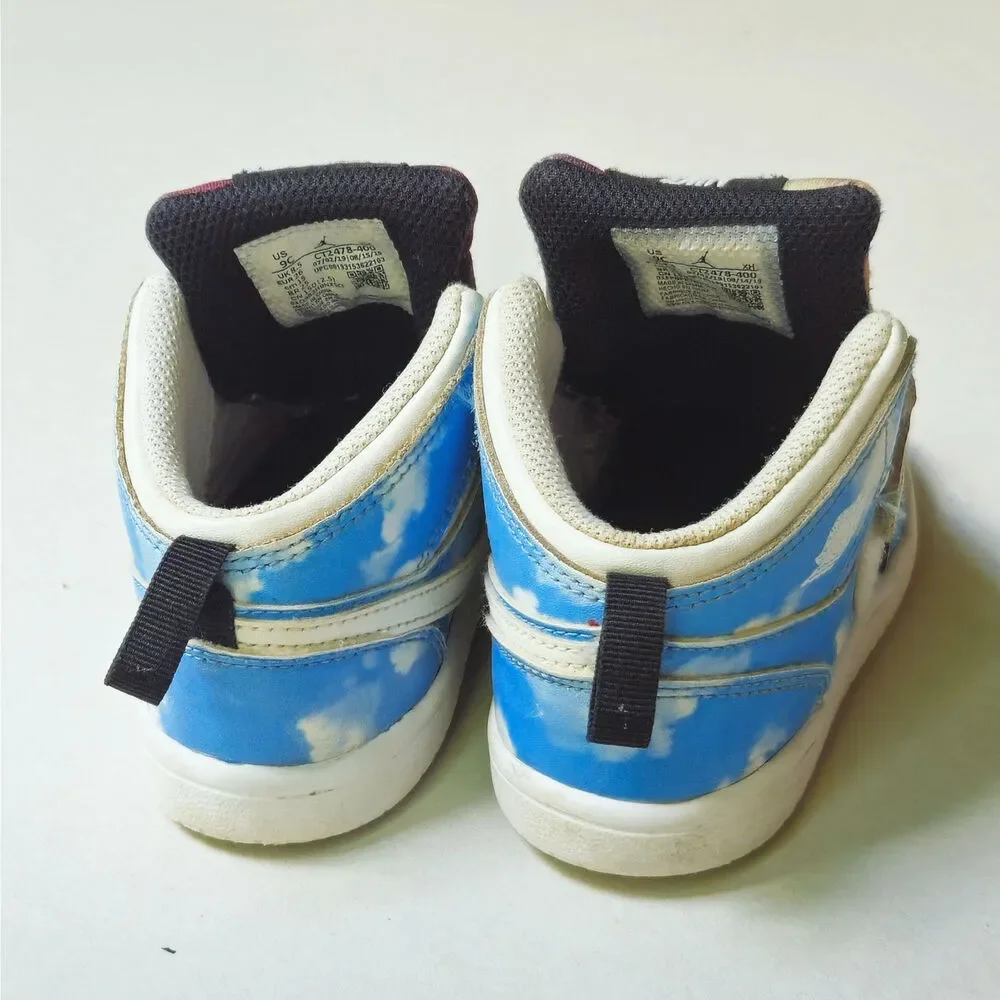 Nike Sky Jordan 1 Fearless Toddler Sneakers | Blue Sky Clouds | Size 9 C